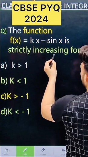 The function f(x) = k x - sin x is strictly increasing for #cbse #maths #cbse2026 #class