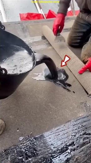 Hot Bitumen Waterproofing Method for Flat Roofs #shorts