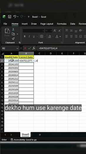 Correct Date in Excel