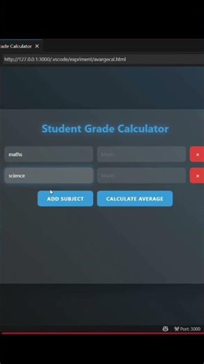 Student Grade Calculator Using HTML, CSS & JavaScript #html #css #javascript