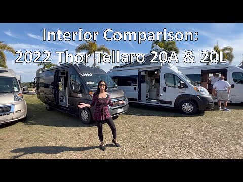 Interior Comparison: 2022 Thor Tellaro Model 20A PopTop and 20L