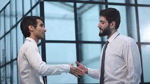 Businessmen making handshake business etiquette, congratulation, merger and acquisition concepts