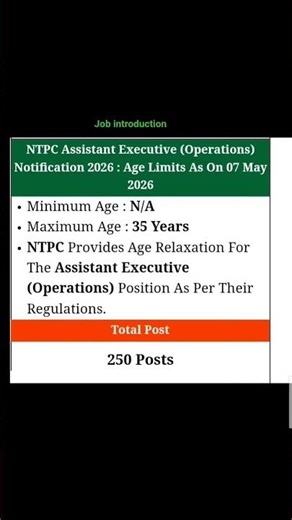 NTPC assistant executive operations 2026 form #job #ntpc #sarkari #shorts #viral #exam