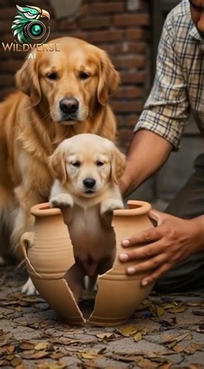Golden Retriever Mother Saves Puppy With a Kind Man Help #labrador #dog #animalrescue #animals