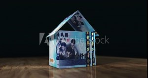 Taiwanese Dollar 1000 TWD money banknotes paper house on the table. Taiwan currency notes 3D concept of home mortgage loan, debt, rent, costs, liabilities and building wealth financing.