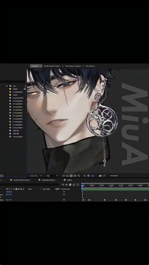 Miu_A 🍒 on Instagram: "(WIP) Trying to animate the earrings like a gear, i think it kinda works 🌌⚙️ #secretiveplotter #orv #omniscientreadersviewpoint #Animation #2danimation #aftereffects"