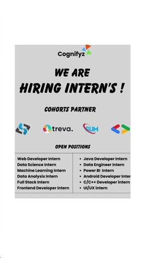 Top Internship Alert 🚨 | Cognifyz Hiring Web Dev, ML, and Data Interns! Link in description