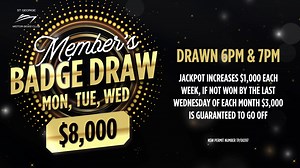 Members Badge Draw $8,000 this week. $100 nearest number. $3,000 must be won the last Wednesday of the month #motorboatclub | St George Motor Boat Club