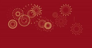Animated Red and Gold Festive Fireworks Patterns Background