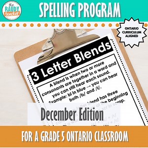 Grade 5 December Spelling Program | Ontario Language Curriculum 2023