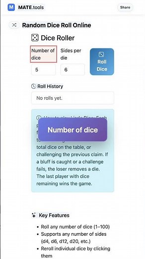 Random Dice Roll Online for FREE #Shorts