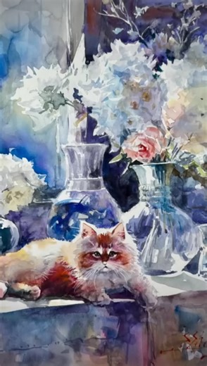 Harumichi Shibasaki/柴崎 春通 on Instagram: "水彩でモフモフな猫ちゃんを描いてみました！！西新宿の個展は7月31日から8月5日 ヒルトン東京のヒルトピアアートスクエアにて#painting #drawing #art #watercolor #水彩 #watercolorpainting #猫 #cat #個展 #水彩画 #ヒルトピアアートスクエア #個展のお知らせ"