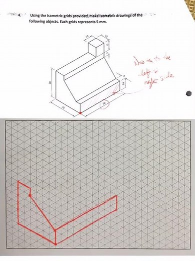 (Steps) Isometric drawing Worksheet 2 Question 4