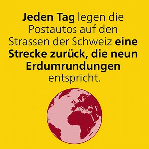 Wusstest du, dass die Postautos täglich eine Strecke zurücklegen, die neun Erdumrundungen entspricht? 🌍 Die rund 2500 Postautos 🚌 beförderten im letzten Jahr 135 Millionen Fahrgäste in der ganzen Schweiz. | Swiss Post