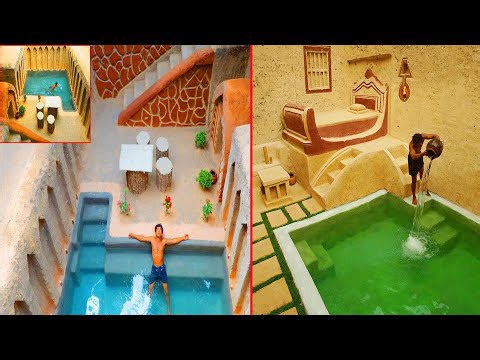 Primitive underground room & pool: Hand-built masterpiece using only natural materials