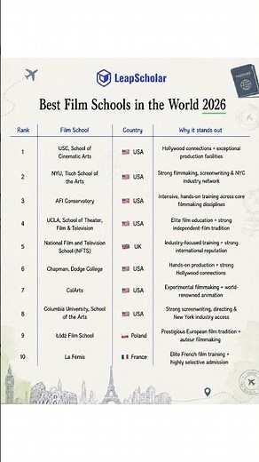 These are the Top 10 Film Schools in the World (2026/2027) #filmmaking #shorts