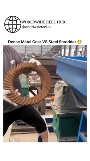 WORLDWIDE REEL HUB on Instagram: "This post shares a 16-second clip showing a dense metal gear being fed into a heavy-duty steel shredder, capturing the intense moment as the rotating blades struggle to chew through the solid metal—sparks flying, vibration shaking, and grinding noises amplifying the drama. —shared by a creator posting industrial-satisfying content, the video has gained strong traction for its raw mechanical power and high-impact visuals, appealing to viewers who enjoy extreme sh