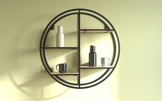 Metal Wood Floating Shelves: Round Wall Shelf Decor - Etsy