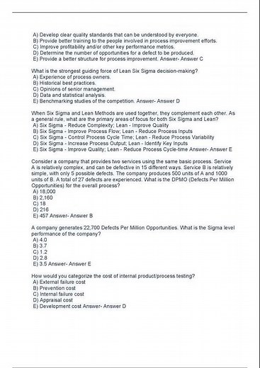 Green Belt Exam Practice Questions and Answers 2022/2023