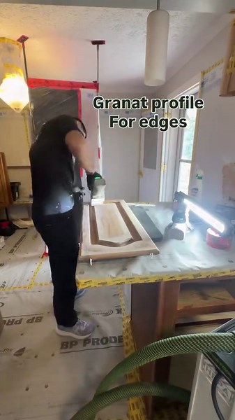 Prepping my doors before I prime. -Degreasing with spray nine and a microfibre cloth -sanding doors W/ 180 grit and grant profile for the edges and curves. #kitchen #prep #satisfying #festool