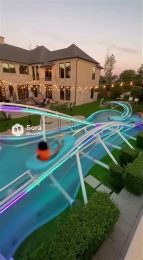 This Backyard Water Slide is INSANE 😱🛝 #homedesign