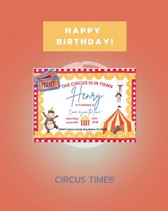 Circus Birthday Invite Template - Etsy Australia