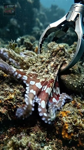 Four perfectly camouflaged ocean creatures face off against a futuristic robotic claw. #underwater