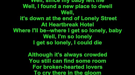 Elvis Presley – Heartbreak Hotel Lyrics