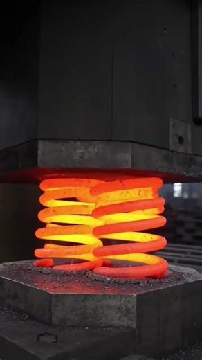Hydraulic Press vs Red Hot Steel Coil – 1200°C Metal Gets CRUSHED! 🔥