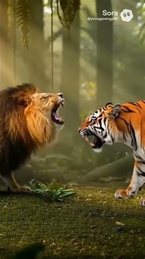 Lion 🦁 vs Tiger 🐯 (Roar Battle) #Lion #Tiger #Wild #VS