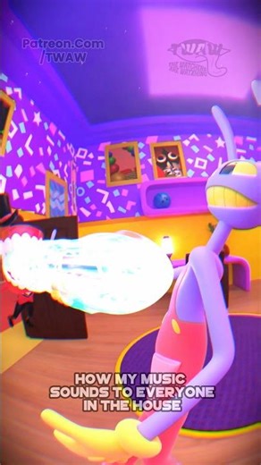 How my music sounds to everyone in the house. #shorts #3danimation #theamazingdigitalcircus