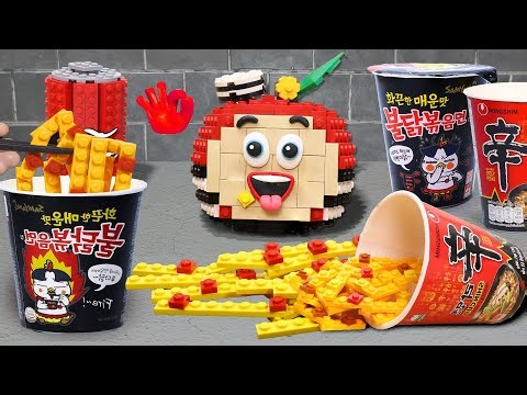 Lego Food: Red Apple Eating Viral Korean Noodle For Surviving In jail | ASMR Video IRL