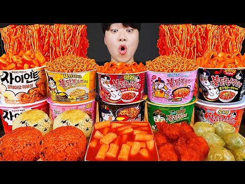 ASMR MUKBANG 편의점 핵불닭 미니!! 떡볶이 & 핫도그 & 김밥 FIRE Noodle & HOT DOG & GIMBAP EATING SOUND!