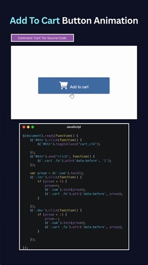 Animated Add to Cart Button 🛒 | HTML CSS & jQuery