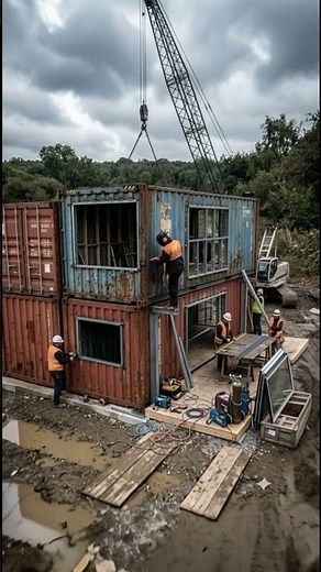 De barro y chatarra a casa de lujo 😱 (NO es real) #Transformacion #Construccion #ContainerHouse