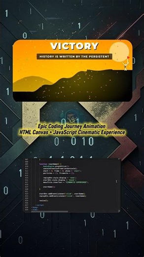 Epic Coding Journey Animation 🔥 | HTML Canvas + JavaScript Cinematic Experience #shorts