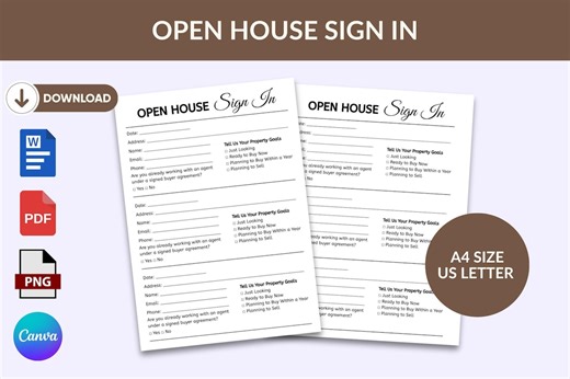 Real Estate Open House Sign-in Sheet: Editable Template (digital Download) - Etsy