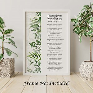 Children Learn What They Live Poem Print - Etsy