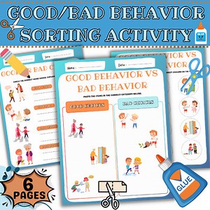 Good/Bad Behavior Sorting Activity-Cut & Paste Activity-Good or Bad Choices