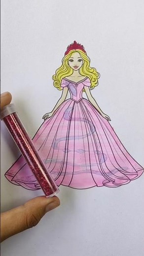 Barbie girl Princess dress for 💞#youtubeshorts #barbiegirl #diy #barbiedoll #glitter #dress