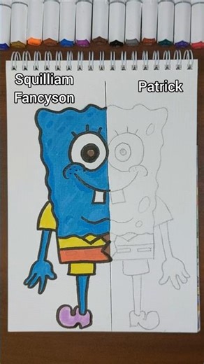 Drawing SpongeBob in 2 Different Styles Pt.1 | Squilliam Style #shorts #art #drawing