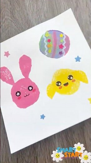 🐣🐰 Easy Easter Sponge Stamping! | Cute DIY Easter Craft for Kids