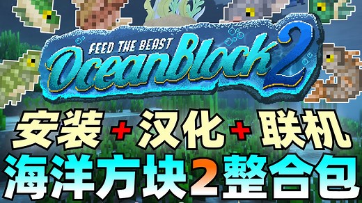 【海洋方块2】整合包开服联机教程！安装与汉化全过程详细演示丨FTB整合包OceanBlock2