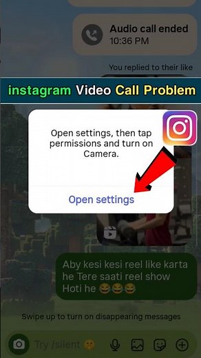 Open settings then tap permissions and turn on camera | instagram video call not working