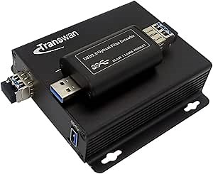 USB 3.0/2.0/1.1 Over Fiber Extender to Max 250 Meters on 2 Core Single-Mode Fiber with 2 x LC 10 Gbps SFP Module, Supports 5 Gbps Speed, Backward Compatible with USB 2.0/1.1