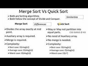 Merge sort vs Quick sort