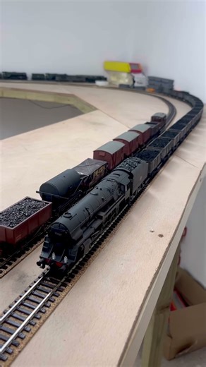 A pair of 9F locomotives on freight duty (oo gauge)