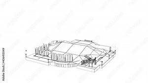 Home construction. Build structure. Time-lapse 3d animation showing a process of building the house. House animation being assembled.
