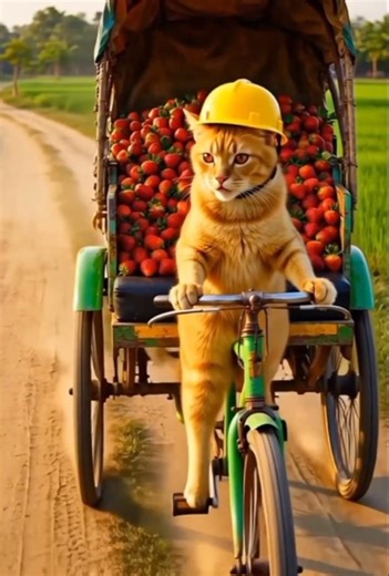 Kitten’s Sweet Strawberry Journey 🍓🐾