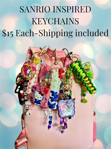 Sanrio Inspired Keychains | Hello Kitty Kuromi My Melody Cinnamoroll | Cute Kawaii Bag Charm | Anime Keychain | Handmade Gift - Etsy